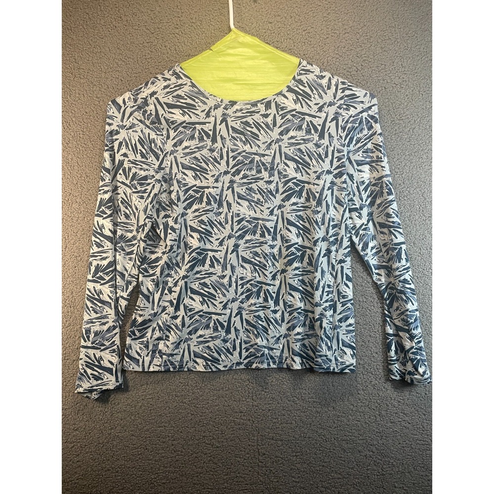 Hang Ten XXL Long Sleeve Palm Print Shirt Navy Blue Green Tropical